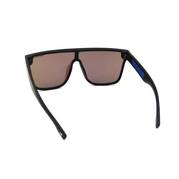 True Religion TRM1799 Unisex Flat Top Shield Black Sunglasses Blue Mirrored #G58 - Picture 6 of 6